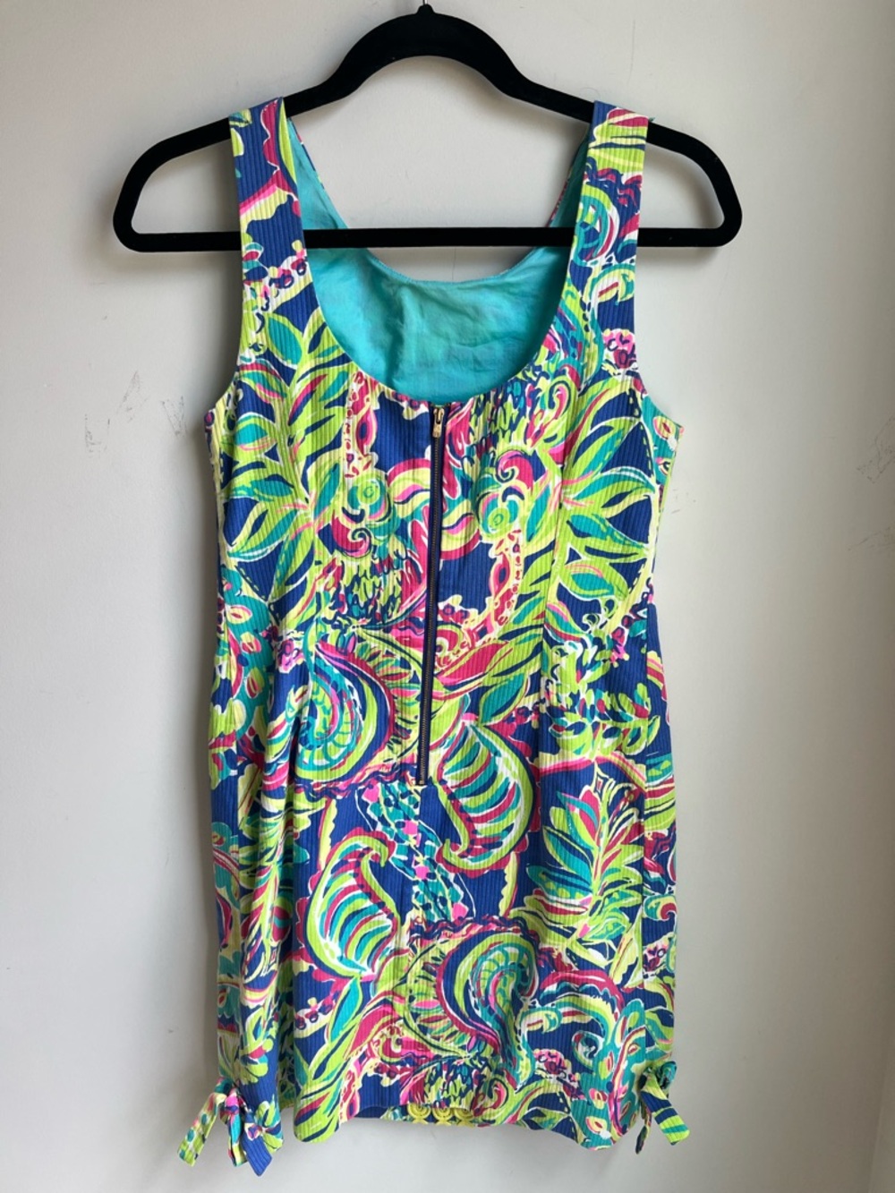 Lilly Pulitzer Neon Paisley Sheath Dress in Blue and Yellow - 2 - Picture 8 of 14